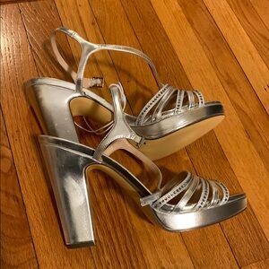 Silver Elegant Heeled Sandals